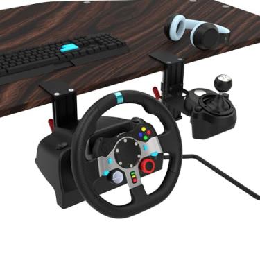 Imagem de EG STARTS SIM Racing Wheel Stand Desk Mount, Heavy Duty Desk Clamp with 480-Pound Force, Compatible Logitech G25 G27 G29 G920 G923 Thrustmaster T248 T300RS T-GT TS-PC Black Metal Gaming Cockpit Shelf