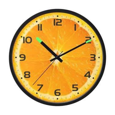 Imagem de SEHANY Relógio de parede com frutas limão, silencioso, sem tique-taque, relógio redondo operado por bateria, controle de som, luz noturna, relógios de parede para sala de estar, cozinha, quarto
