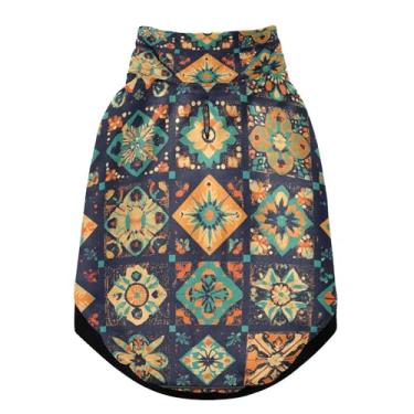 Imagem de SEHANY Casaco vintage Bohemia para cães pequenos, super quente, à prova de vento, jaqueta de inverno, macia, aconchegante para animais de estimação, moletom para clima frio na neve com furo na trela