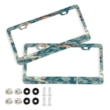 Imagem de SEHANY Molduras de placa de carro Majestic Running Horses, capa de alumínio à prova de ferrugem para placa de carro com furos elípticos e parafusos serve para acessórios de carro de tamanho padrão de