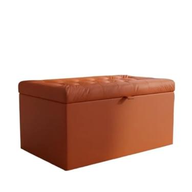 Imagem de Puff Baú Decorativo Estofado C/pistão á gás 68 cm 100% MDF(LARANJA CORINO,Pés em PVC)