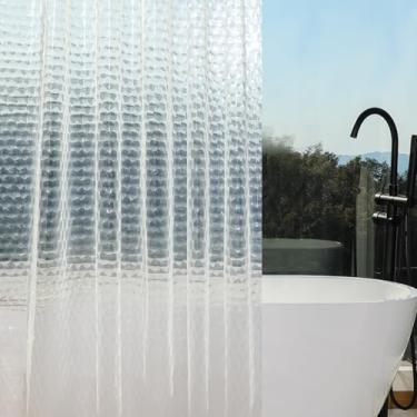 Imagem de HOUSEWELL Cortina de chuveiro com cubo de água 3D, transparente, 8G, resistente, PEVA, impermeável, com 3 ímãs inferiores e 12 ganchos