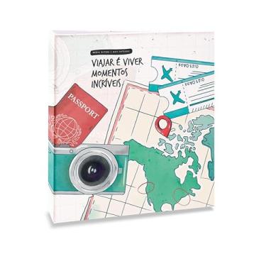 Imagem de Álbum de fotos Ical, encadernação fichário, para 100 fotos 15x21cm - envelope plástico branco - linha Viagem - modelo viajar é viver momentos incríveis - 561