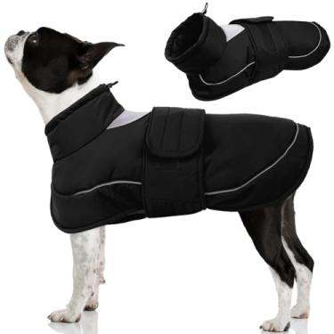 Imagem de Kuoser Jaqueta para cães, casacos para cães médios, casaco quente de inverno para animais de estimação, colete acolchoado de lã ajustável, à prova de vento, impermeável, para cães, roupa de neve com