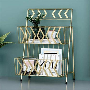 Imagem de Porta-revistas de chão de chão ao teto creativo, dourado, porta-revistas e jornais de luxo leves