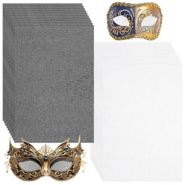 Imagem de LIQWEI 20 peças de malha de olhos de pele de 0,5 mm, 30 x 20 cm à prova d'água para impressão de PVC para máscara, adereços de cosplay peludo, fursuits esculpir decoração de casa - preto e branco