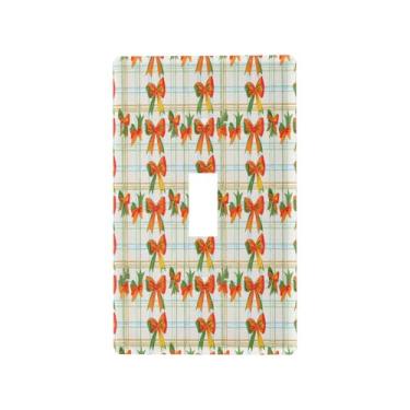 Imagem de Wassud Bows Grid Light Switch Cover Plate Decorative Outlet Covers Placa de parede para tomadas elétricas Interruptor único 4,53 x 2,76 polegadas