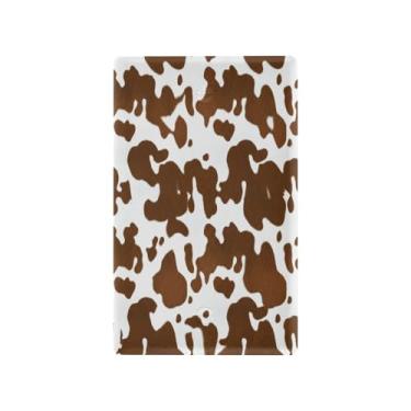 Imagem de Wassud Placa de cobertura de interruptor de luz marrom textura de couro decorativo capas de parede placa de parede para tomadas elétricas em branco 4,53 x 2,76 polegadas