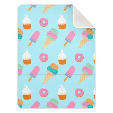 Imagem de xigua Cobertor de bebê de cones de sorvete para bebês, cobertores leves e macios de algodão para berço, carrinho, berçário, 76 x 101 cm