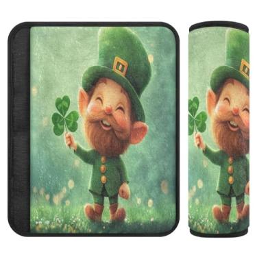 Imagem de Burbuja Capa para cinto de segurança de carro St. Patrick Gnomo, macio, confortável, protetor de cinto de segurança de carro para alça de ombro de assento de carro, 1 par médio