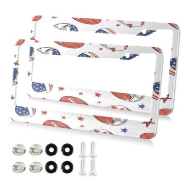 Imagem de STAYTOP Molduras de placa de carro e capacete de futebol americano, 2 pacotes, capas de matrícula, moldura universal de etiqueta de alumínio para etiquetas dianteiras e traseiras de carro