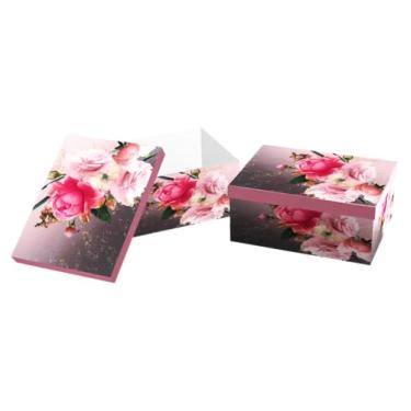 Imagem de Caixa para Presente Cartonada VMP – Kit 10 Unidades | Tamanhos Diversos | Motivo Flores| Papelão Rígido Premium | Embalagem Elegante para Presentes e Lembranças