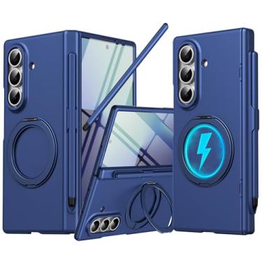 Imagem de YQODSZ Capa magnética para Samsung Galaxy Z Fold 7 com suporte para caneta S e caneta, suporte giratório de 360°, compatível com protetor de tela Magsafe, capa protetora de cobertura total para Z Fold