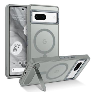 Imagem de GUAGUA Capa para Google Pixel 7 com suporte, capas magnéticas com suporte invisível dobrável translúcido fosco traseiro fino protetor à prova de choque capa de telefone para Google Pixel 7 6,3