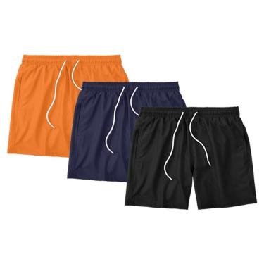 Imagem de Kit 3 Shorts Masculino Liso Básico Bermuda Tactel Água Praia Treino Academia Corrida-Masculino