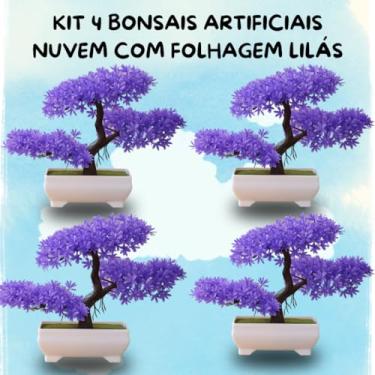 Imagem de Genérico, Kit 4 Bonsais Nuvem Artificial Lilás – Natureza Zen com Folhagem Lilás Estilo na Decoração
