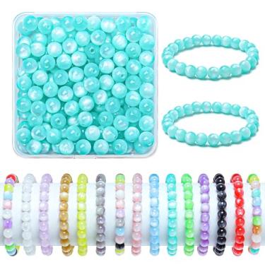 Imagem de Contas de vidro de 8 mm para pulseiras, 200 peças de contas redondas de cristal para kits de fabricação de joias, contas, artesanato DIY (azul marinho)