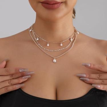 Imagem de Colar de pérolas feminino delicado colar de cruz de pérola ouro e joias boho gargantilha ocidental presente, Medium, Latão, Sem Pedra Preciosa