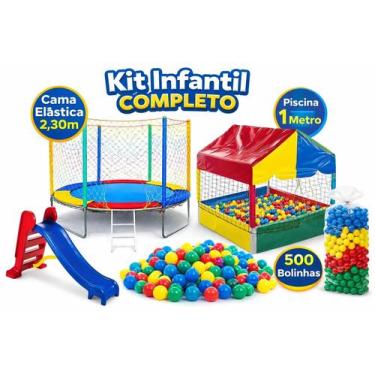 Imagem de Kit Infantil Cama Elástica 2,30m Piscina de Bolinhas 1m Escorregador M