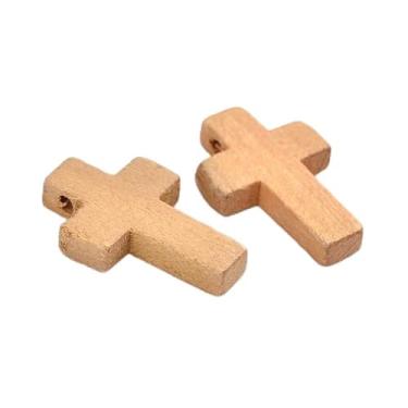 Imagem de KISSITTY 500 peças pingentes de cruz de madeira pequenos pingentes de cruz de oração contas de madeira natural pendurados para bricolage ovos de Páscoa, chaveiros, joias, colar, artesanato, 22x14mm