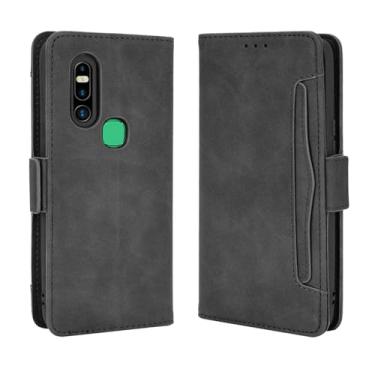 Imagem de Capa para Infinix X660,Retro magnético Flip Case,Design de carteira de couro PU com slots de cartão removíveis -Black