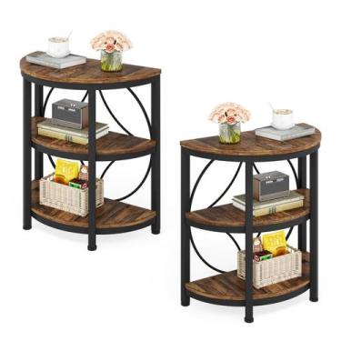 Imagem de Mesa lateral Tribesigns, meia redonda, de 3 camadas, com estrutura de 