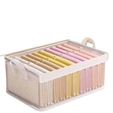 Imagem de Caixa Organizadora Dobrável em Tecido | Organizador de Roupas para Guarda-Roupa | Caixa Multiuso Lavável e Empilhável(3,transparente)