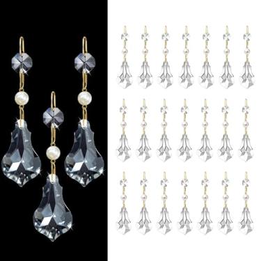 Imagem de 24 peças de reposição de cristal de candelabro - pingentes de prisma de pérola em gota transparente com ganchos para reparo de iluminação, apanhador de sol e decoração de casa (24)