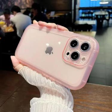 Imagem de HTVJFX Capa protetora de silicone transparente à prova de choque para câmera de celular 13 pro max (para 13 pro max/rosa)