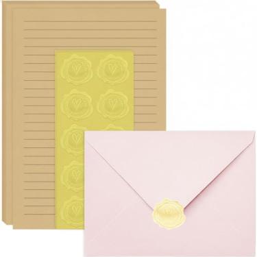 Imagem de Conjunto de papelaria, envelopes de carta e envelopes 10 x 15 cm, 28 papéis de papelaria com 14 envelopes correspondentes (rosa)