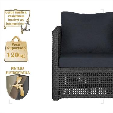 Imagem de 1 Poltrona Madri Alumínio Corda Náutica Estofado 12 Trama Preto