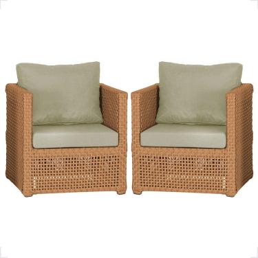 Imagem de 2 Poltronas Madri Alumínio Corda Náutica Estofado 7 Trama Terra Cota