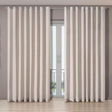 Imagem de Cortina Tecido Blecaute Voil Gaze Linho 4,00 M X 2,70 M 100% Poliéster - Bege