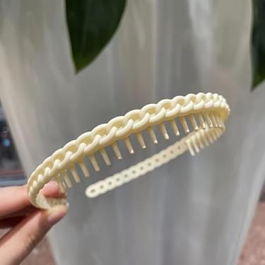 Imagem de 1 tiara antiderrapante com aderência texturizada para mulheres, fixação segura para manter o cabelo para trás durante a lavagem do rosto, cuidados com a pele, maquiagem, branco