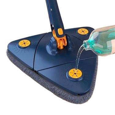 Imagem de Esfregão Triangular com 2 REFIL, 130 comprimento Rodo Limpador Giratório Mop 360°