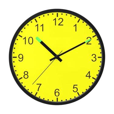 Imagem de ODAWA Relógio de parede LED digital amarelo 30,5 cm relógio de parede ativado por som para cozinha, quarto, sala de estar