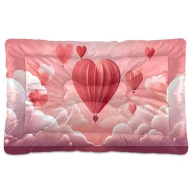 Imagem de Wassud Balão em forma de coração (4) cama lavável para cães pequenos, tapetes para cães pequenos, almofada portátil macia para animais de estimação, cama antiderrapante para cães e gatos, almofada