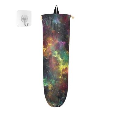 Imagem de Porta-sacos de plástico escuros coloridos e abstratos, organizador de sacos de cozinha, dispensador de sacolas plásticas para sacolas de mercearia