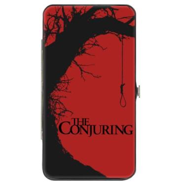 Imagem de Buckle-Down A carteira Conjuring, articulada, a árvore conjuradora e a cena bloqueia vermelho preto e branco, couro vegano