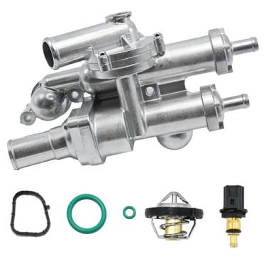 Imagem de RYSPLORE Caixa de termostato de alumínio atualizada compatível com Dodge Journey 09-20, Avenger 08-14, Calibre, Jeep Compass 13-17, Patriot 09-17, Chrysler 200, Sebring #OE 68003582AB 1.8L 2.0L 2.4L