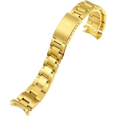 Imagem de hengfento2 Pulseira de relógio Oyster de substituição para Rolex tamanho médio de aço inoxidável de 21 mm, Todo dourado brilhante, 21mm