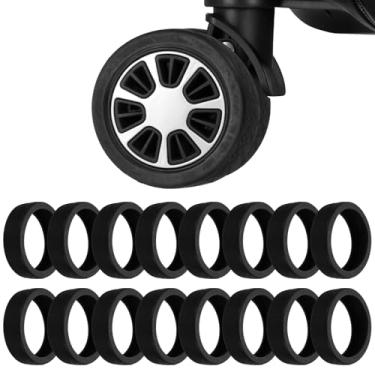 Imagem de YELARXI Capa protetora de roda de bagagem, resistente ao desgaste, antiruído, capa protetora de silicone para rodas giratórias e cadeiras de mala, Preto, 1.96-2.95", Capa de proteção
