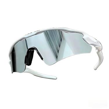 Imagem de Óculos de Sol Esportivo Unissex Polarizado UV400 – Ideal para Corrida, Ciclismo, Praia e Beach Tennis(branco com prata)