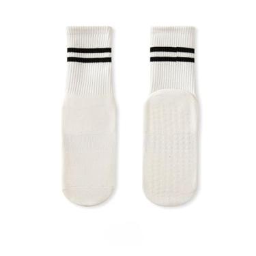 Imagem de 2 pares de meias femininas de pilates antiderrapantes, meias de ioga para hospitais Barre Hospital, 4 pares, Branco, Medium
