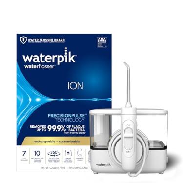 Imagem de Waterpik ION irrigador bucal profissional, recarregável e portátil para dentes, gengivas, aparelhos, 10 configurações, 7 pontas de fio dental para vários usuários e necessidades, aceito pela ADA,