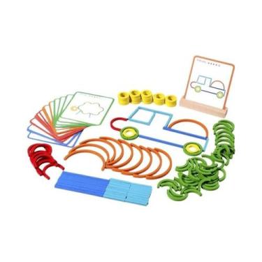 Imagem de Quebra-Cabeça De Madeira Montessori Jogo Criativo De Bastões E Anéis B