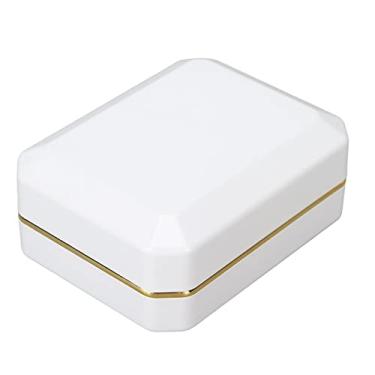 Imagem de Naroote Caixa de Pingente Elegante Caixa de Armazenamento de Joias Iluminada para Presente, para Propostas de Casamento e Noivados, Plástico + Flocagem, 3,6 X 2,8 X 1,5 pol. (Branco)