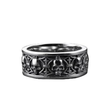 Imagem de Anel de aço inoxidável Skull Badass – Joias góticas duráveis com design de caveira elevada para declarações ousadas de moda em tamanho 7-13, Aço inoxidável, Sem pedra preciosa
