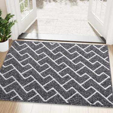 Imagem de OLANLY Tapete de porta frontal, suporte de borracha antiderrapante, resistente à sujeira e absorvente, lavável, capacho interno de baixo perfil fácil de limpar para porta traseira, entrada, entrada