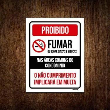 Imagem de Kit 10 Placas Proibido Fumar Jogar Áreas Comuns Condomínio - Sinalizo.